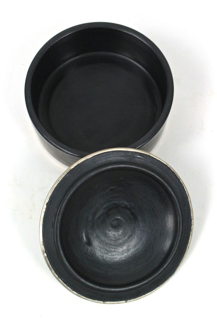 Keramikdose schwarz mit Silber, S