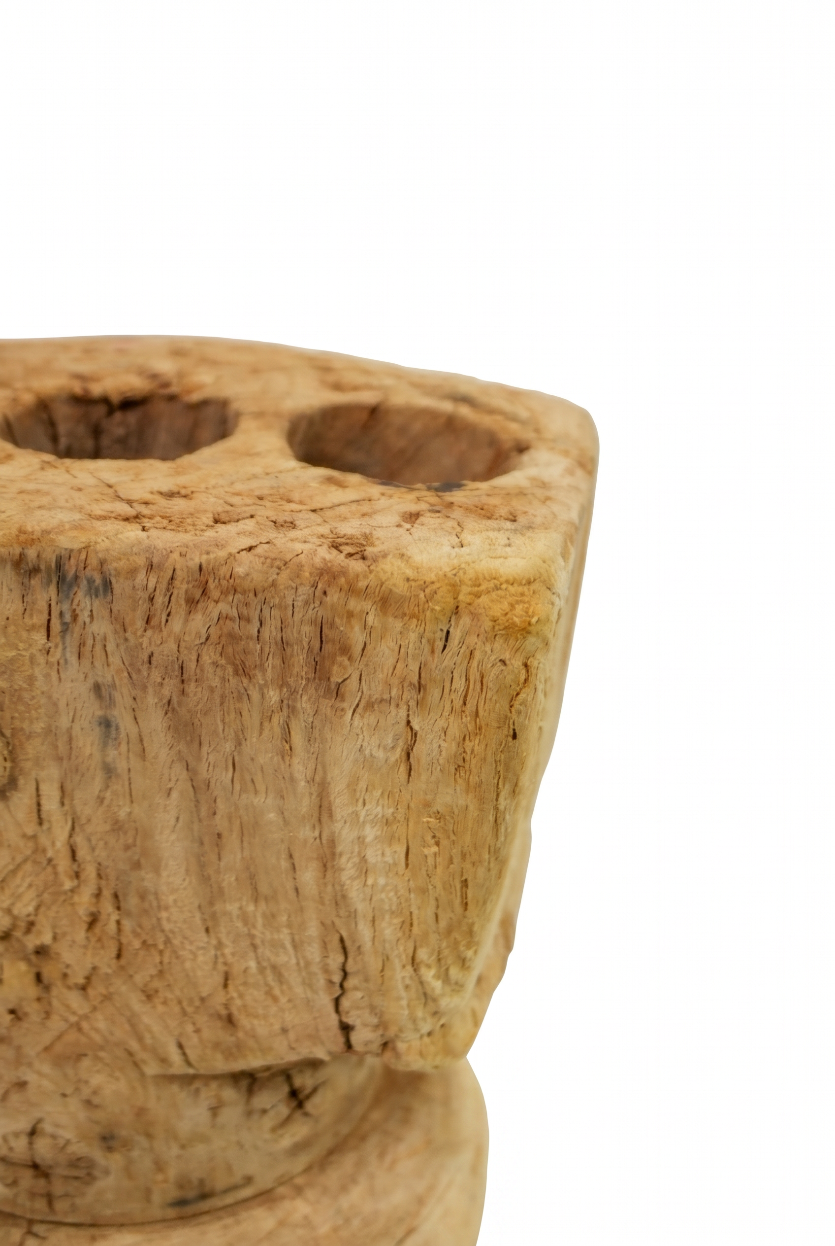 rustikaler Kerzenständer aus Indien, Holz antik