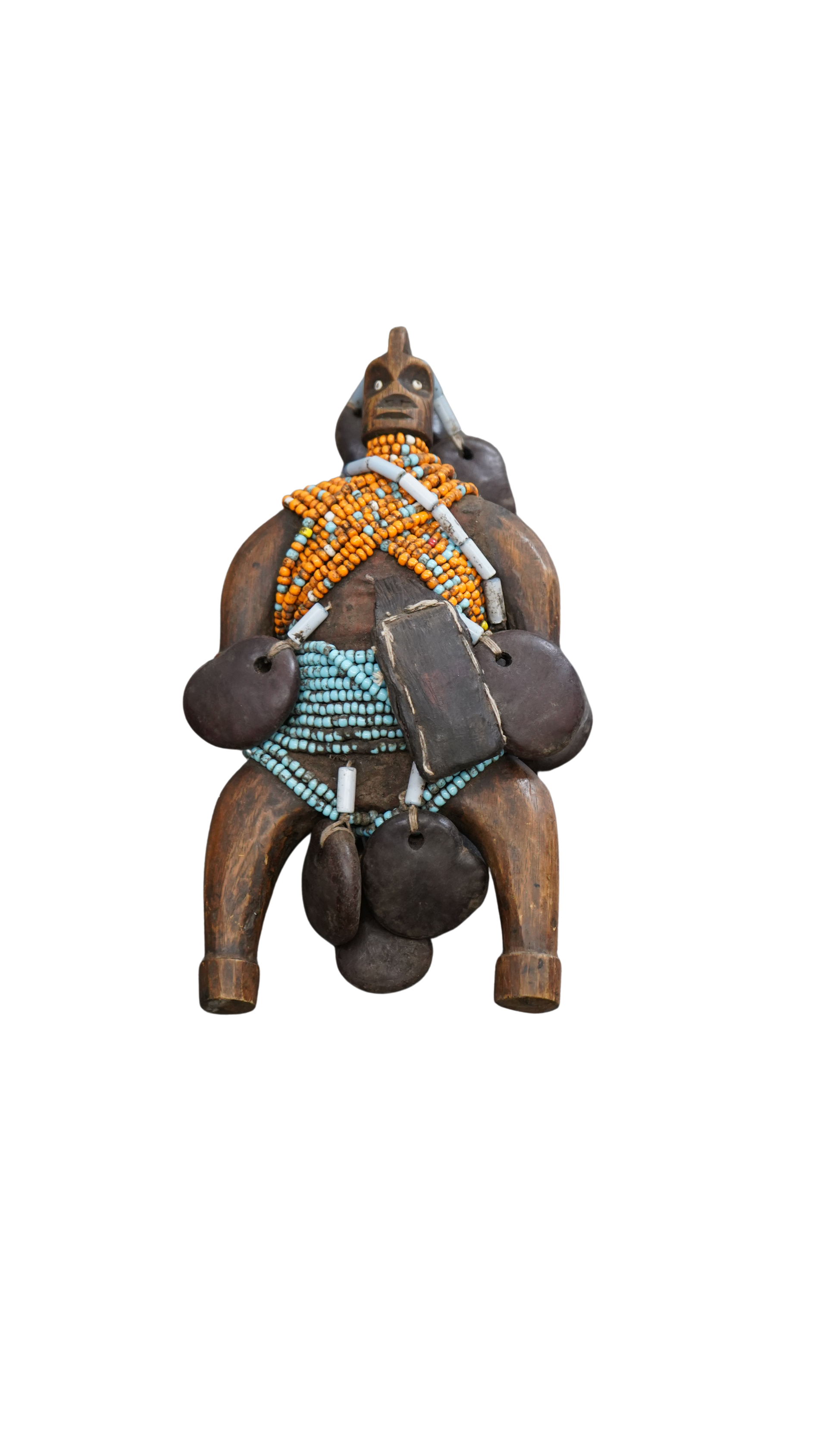 Namchi-Figur aus Kamerun - Ethno Holzfigur mit Perlen