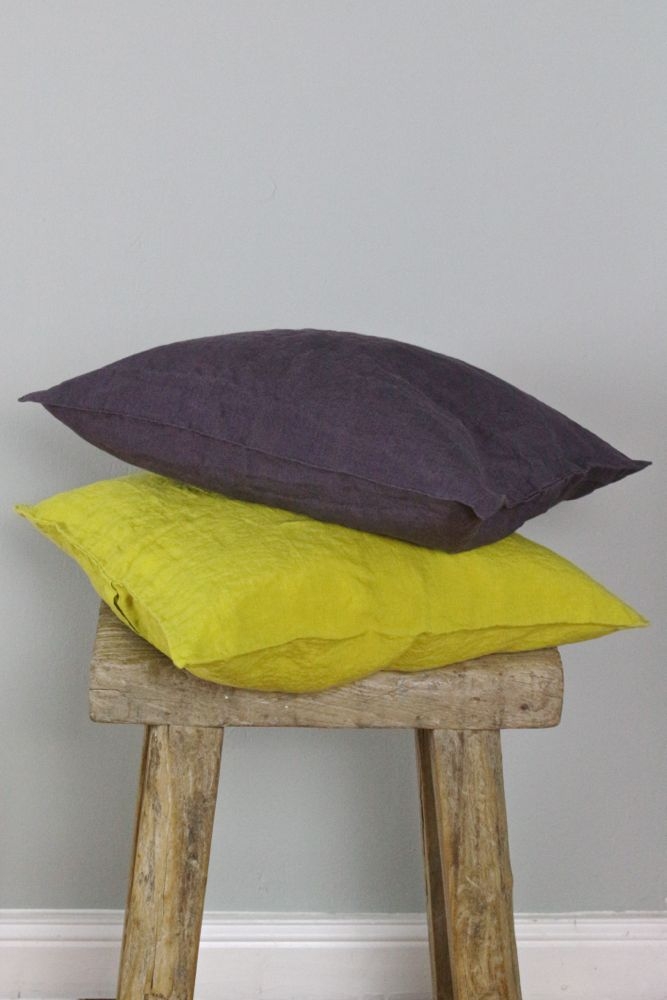 kleine Kissen aus gewaschenem leinen, knitterleinen Kissenbezug aus gewaschenem Leinen - Mokka