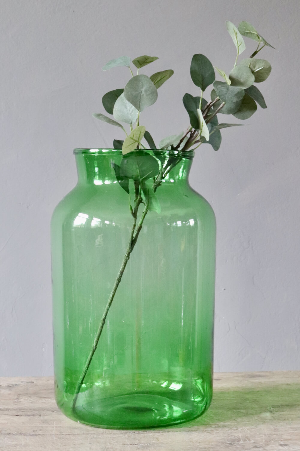Glasvase groß mundgeblasen grün 15 L