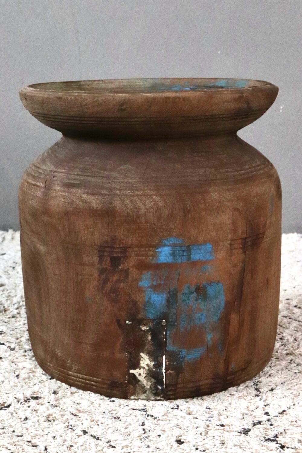 Große Holzvase Nepal antik, 35xø30 Große Holzvase Nepal antik, 35xø30