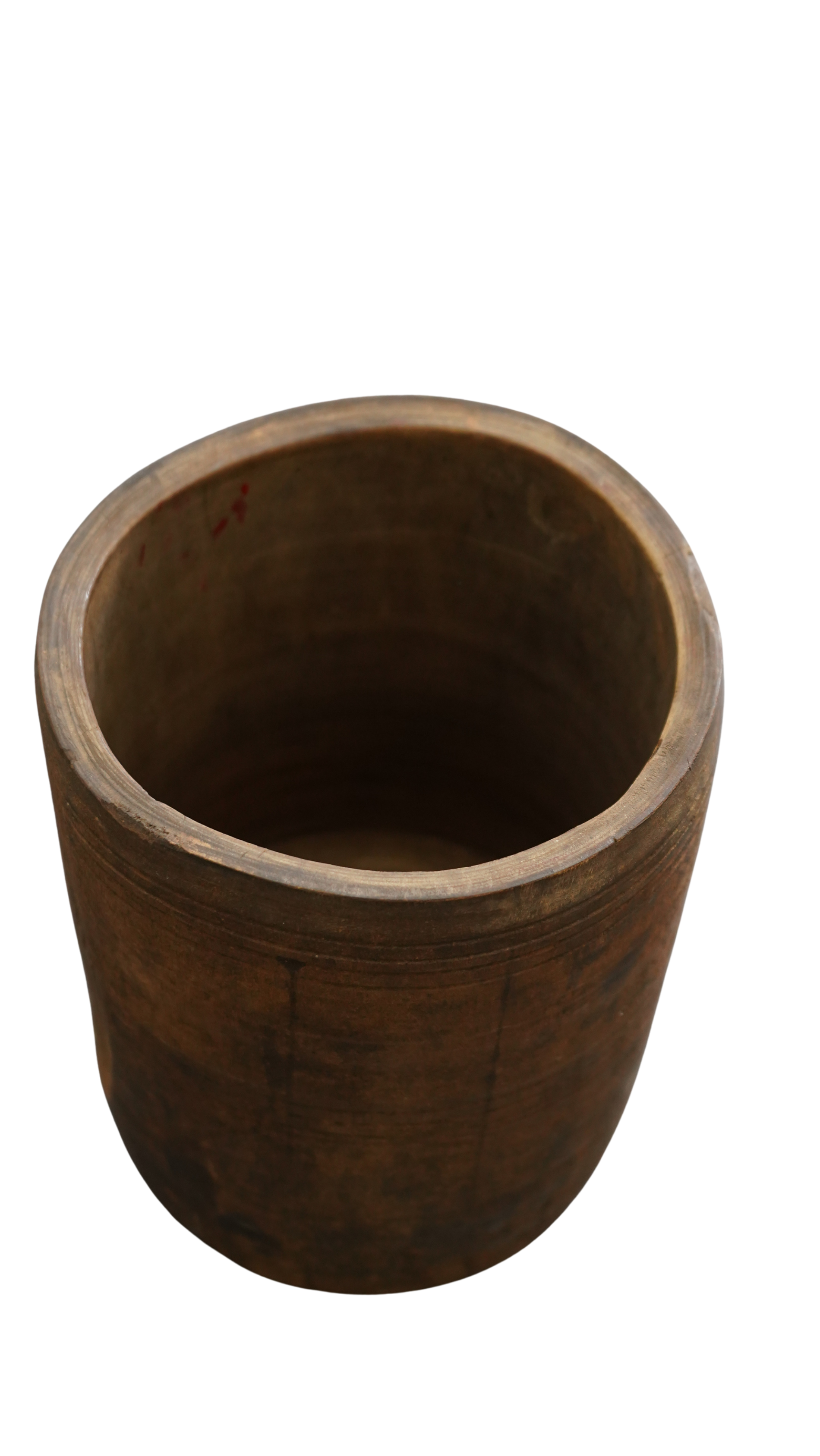 derbe Holzvase mit toller Patina