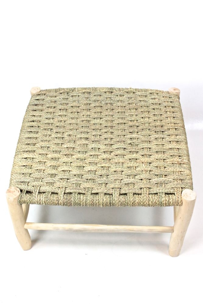 Großer niedriger Hocker mit Geflecht, 30x60x60 Großer niedriger Hocker mit Geflecht, 30x60x60