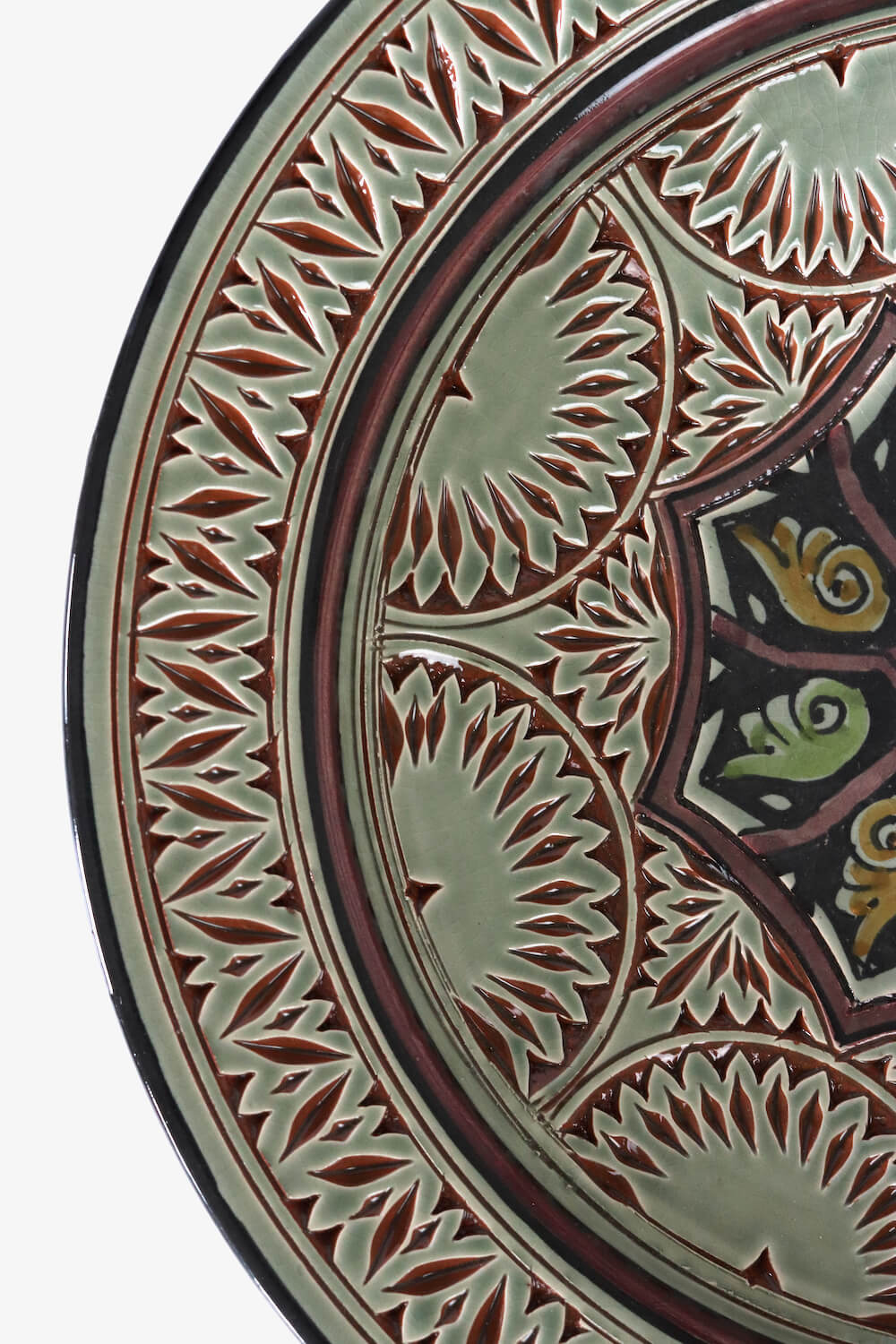 Keramik Teller grau mit Ornamenten ø 35 cm