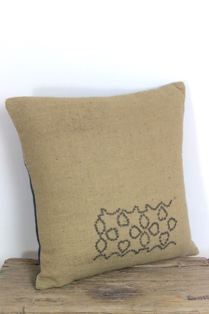 back Batikkissen dunkelblau 35x35