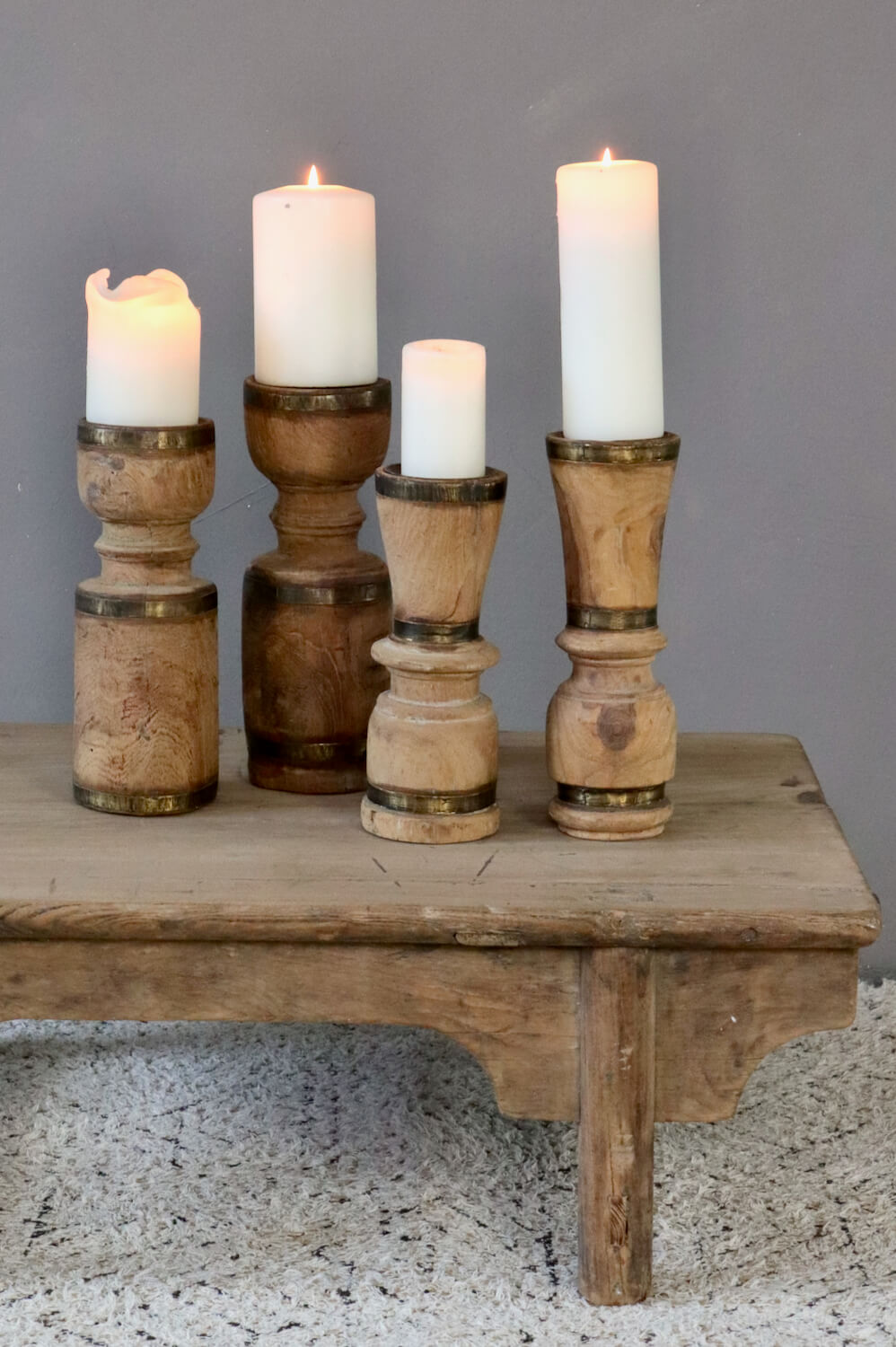 Kerzenständer aus altem Holz 28 cm