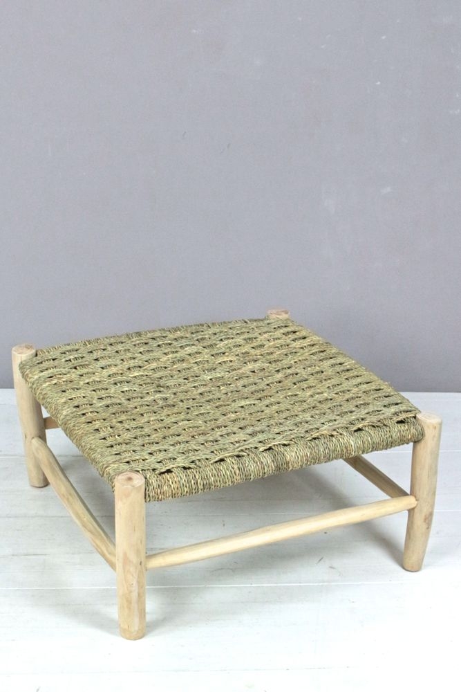 stool with palmgrass wickerwork morocco Großer niedriger Hocker mit Geflecht, 30x60x60
