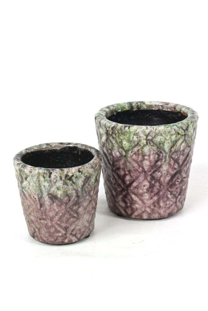 Blumentopf Keramik, rosa und grün, 12xø14
