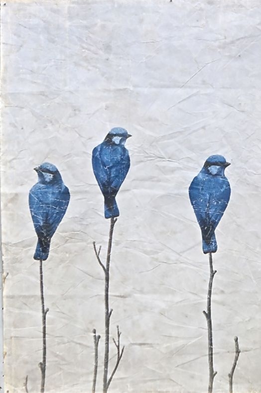 Kunsttapete mit Vogelmotiv, Querformat 150x200