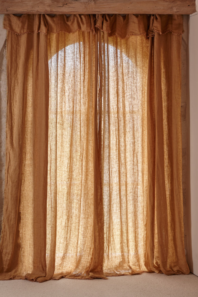 Linen curtain light pink