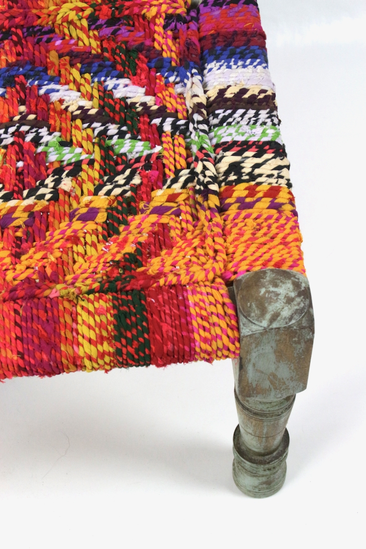 back Bunter Hocker mit Stoff Geflecht
