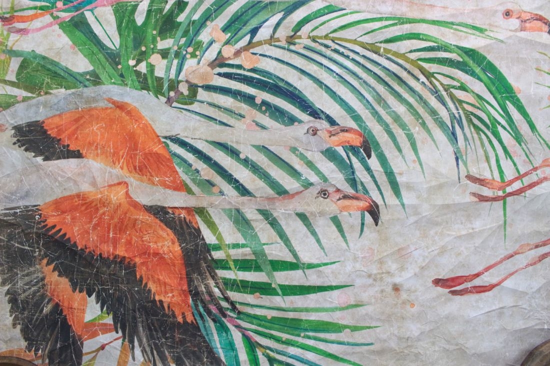 Tapetenbild 'Flamingo' auf Knitterpapier, 120x120