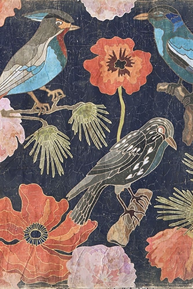 Tapetenbild Blumen und Vögel, 120x120