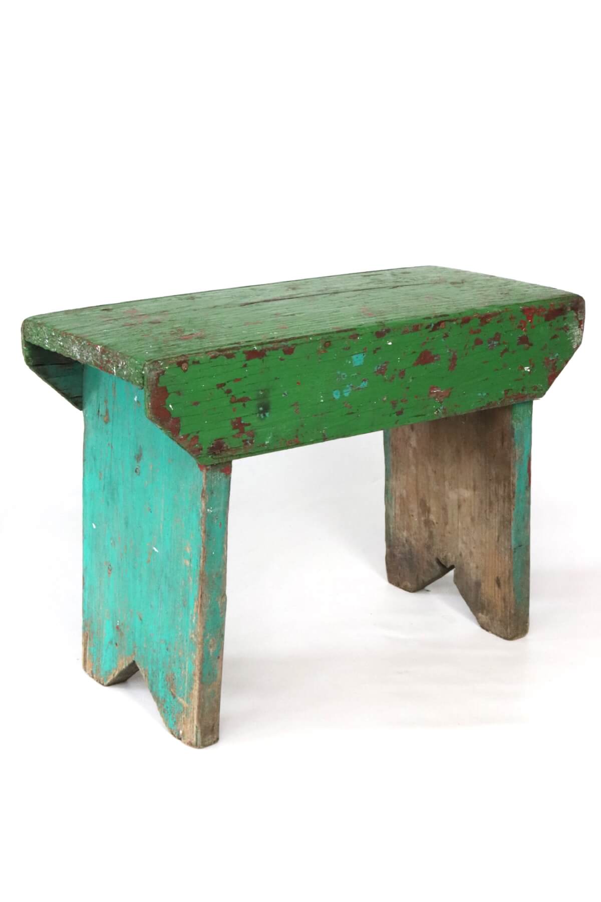 Antique wooden stool green