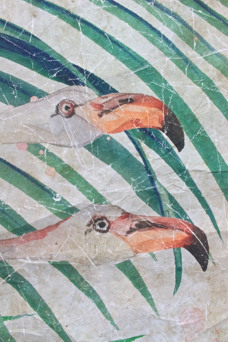 Tapetenbild 'Flamingos' auf Knitterpapier, 120x120