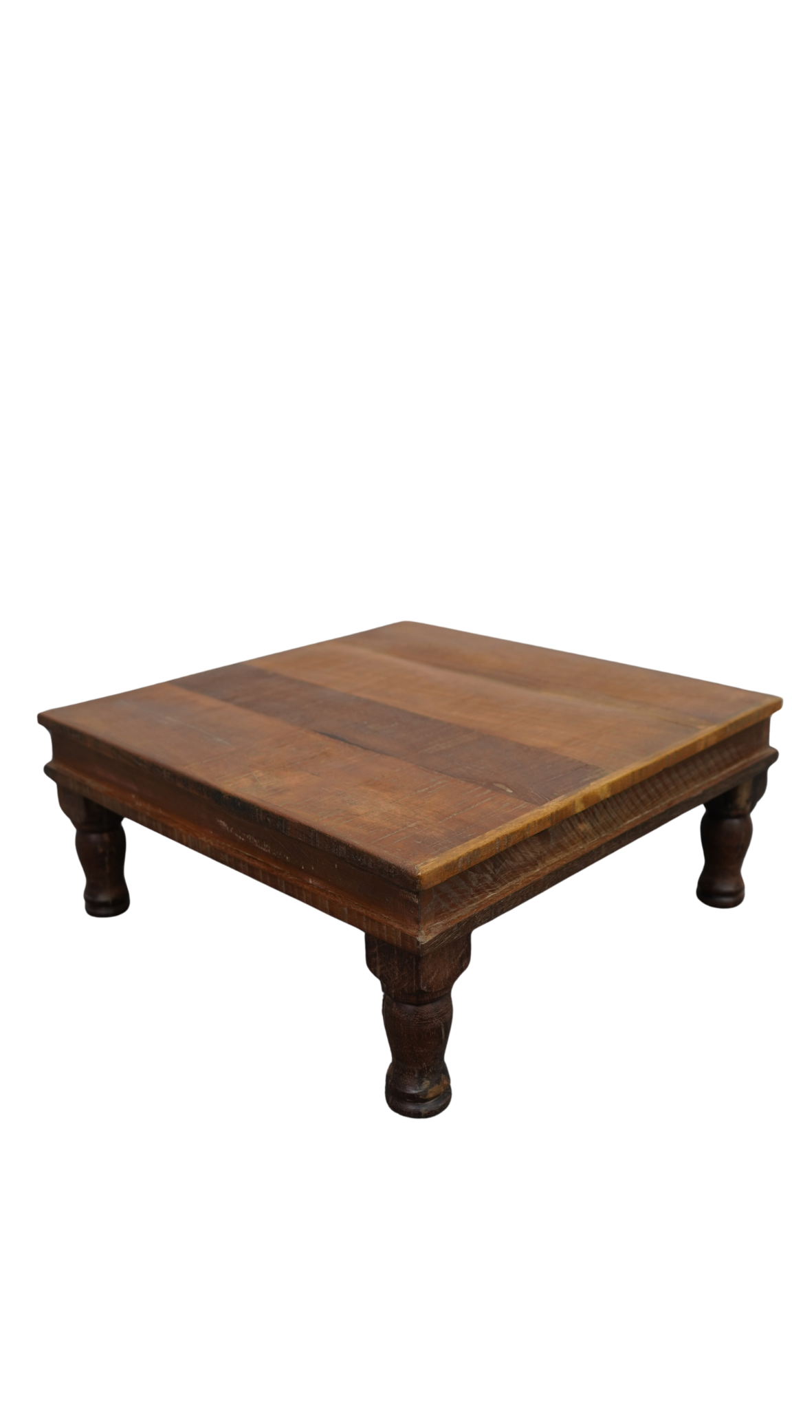 Massivholz Couchtisch mit gedrechselten Beinen – rustikales Vintage Design