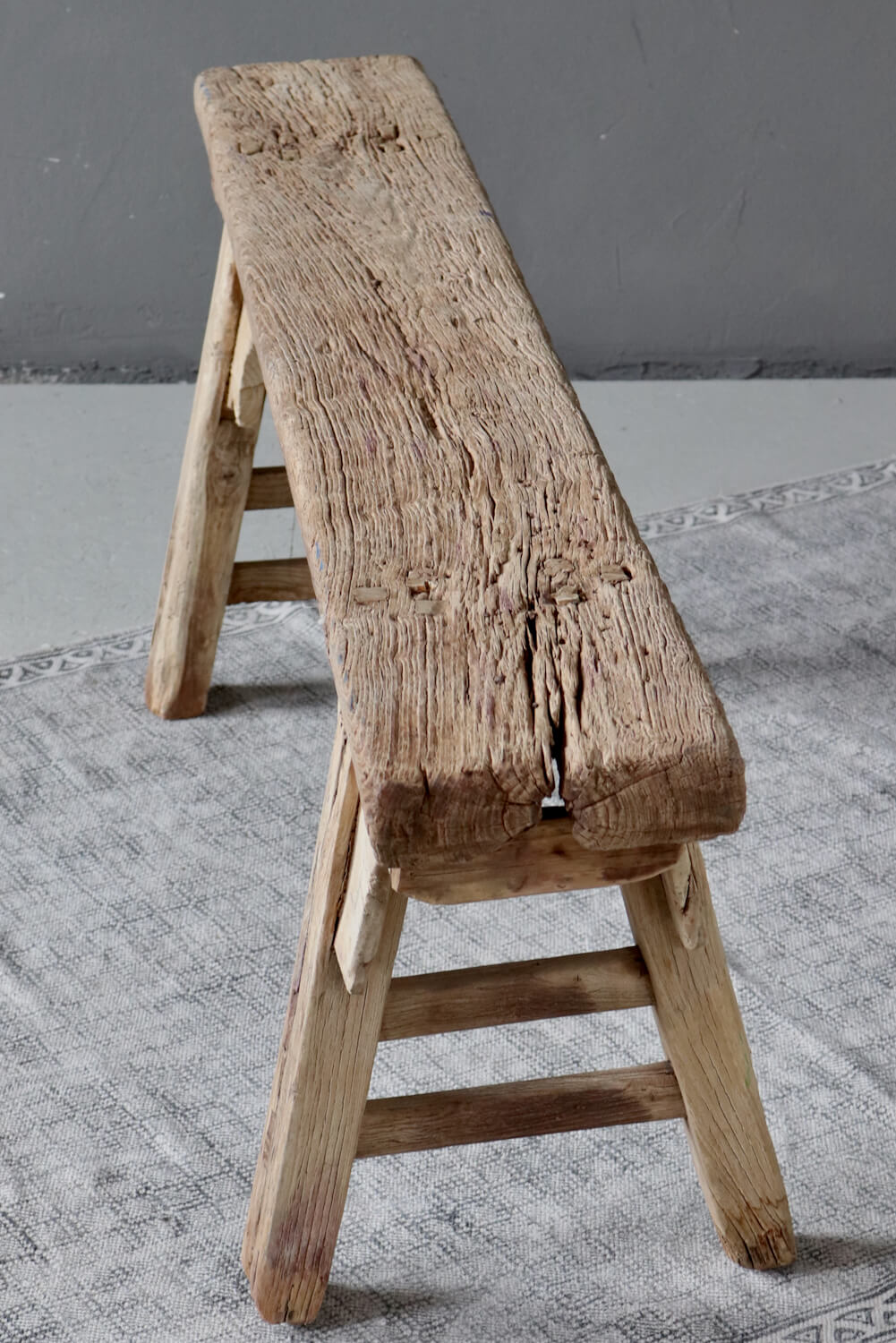 Handmade wooden bench antique 138 cm