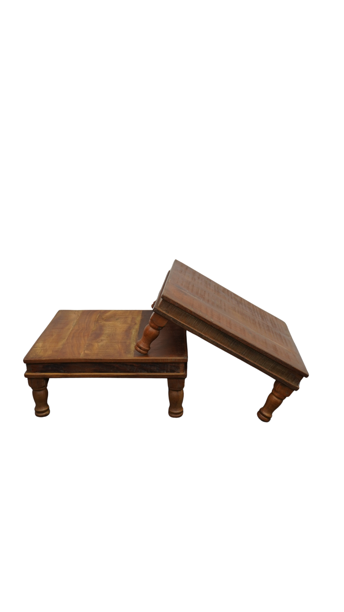 Massivholz Couchtisch mit gedrechselten Beinen – rustikales Vintage Design