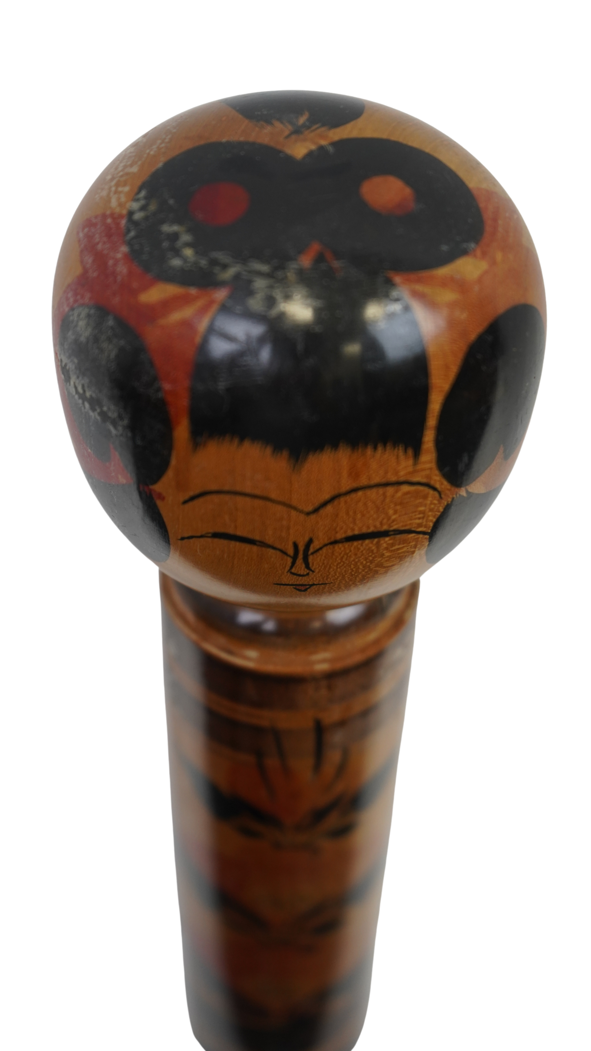 Japanische Kokeshi-Holzpuppe – kunstvoll bemalte Vintage-Figur mit floralen Motiven