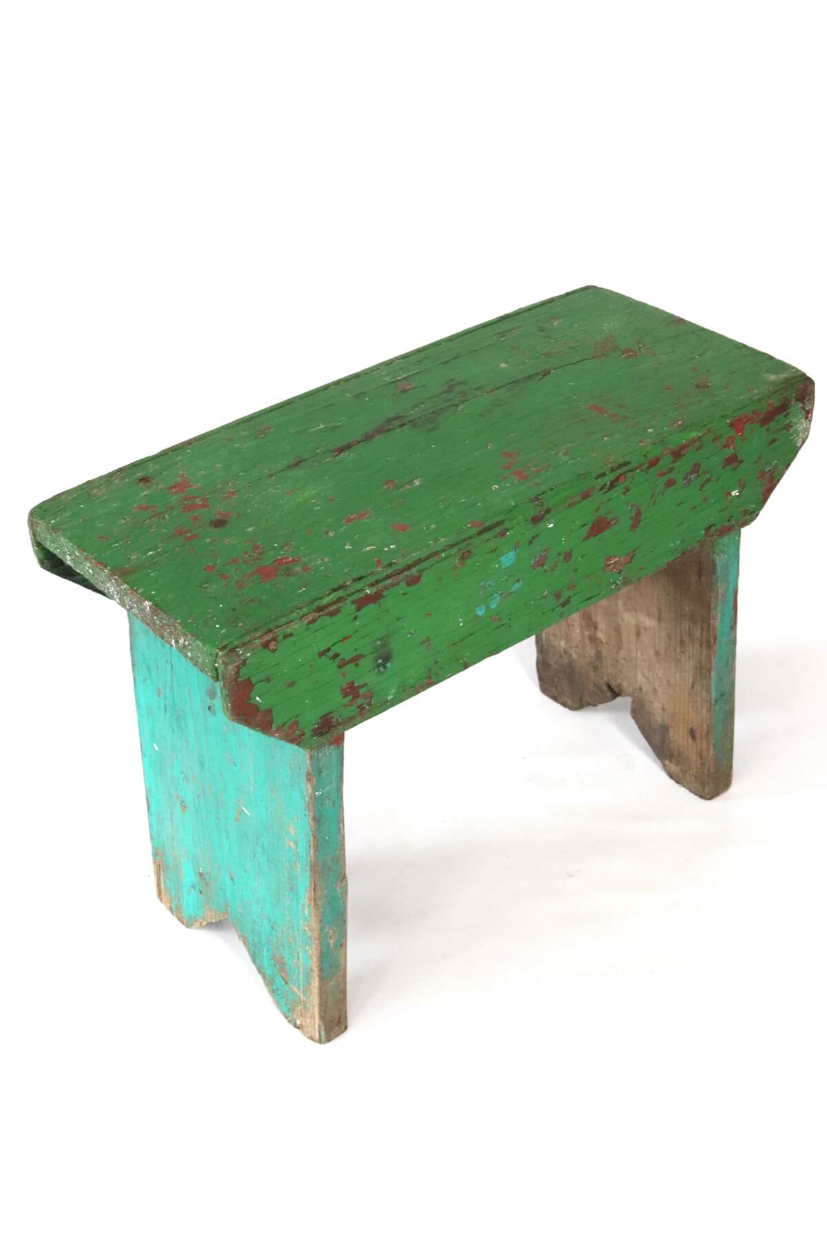 Antique wooden stool green