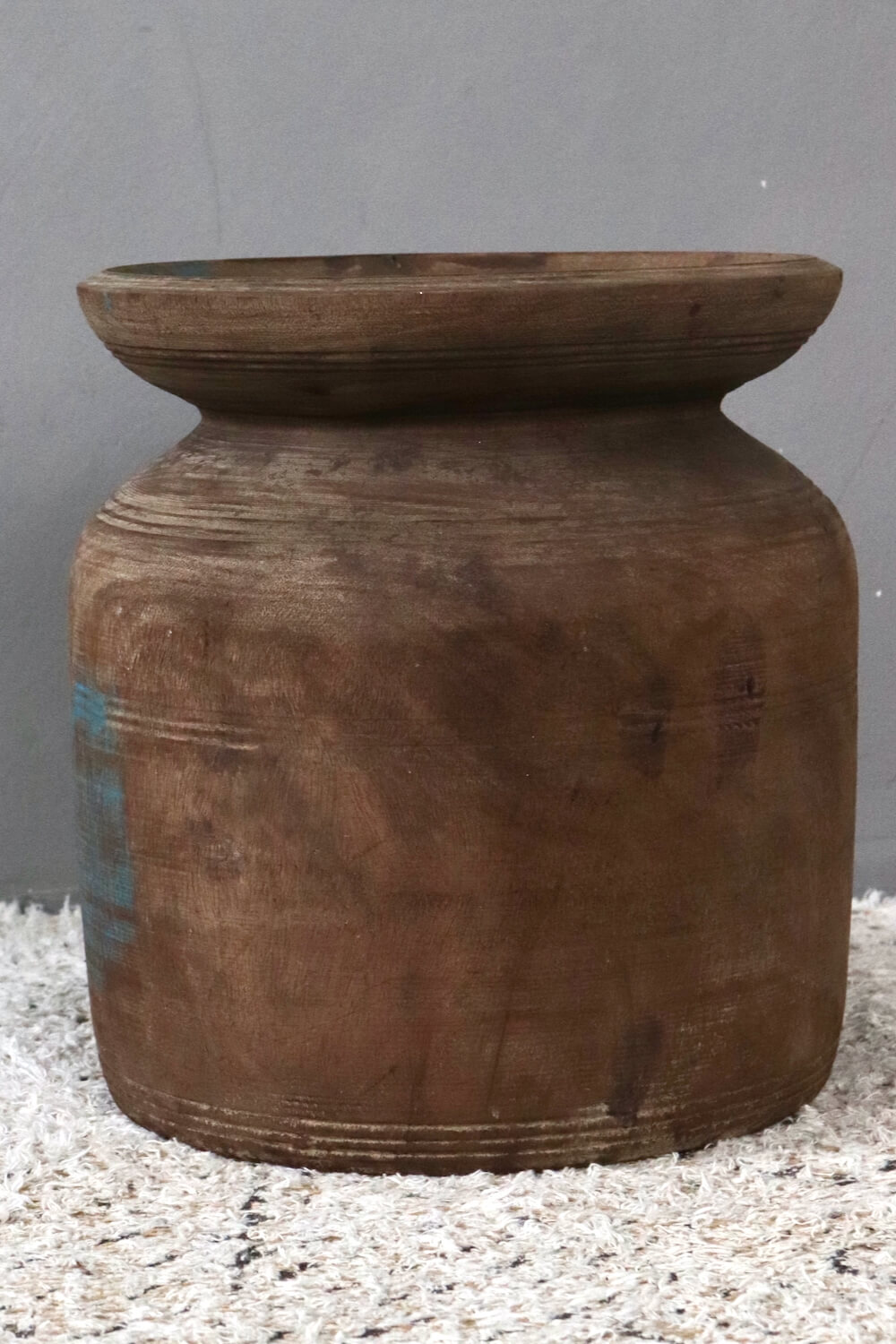 Große Holzvase Nepal antik, 35xø30 