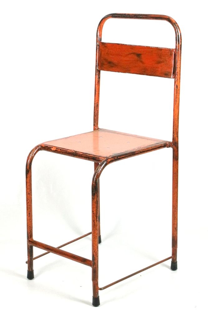 vintage java iron chair orange Vintage Eisenstuhl Indonesien Orange