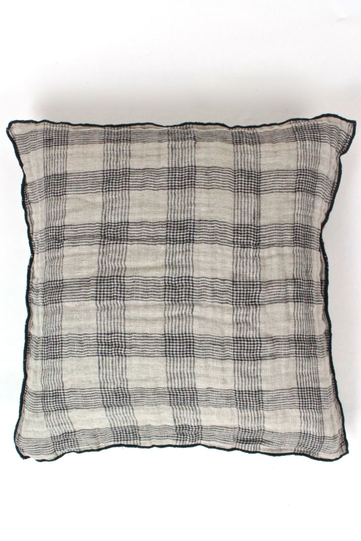 Leinenkissen Natur mit schwarzen Karos, 50x50 Leinenkissen Natur mit schwarzen Karos, 50x50