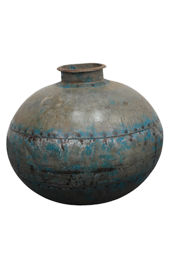 indische Metallvase mit blauer Farbe