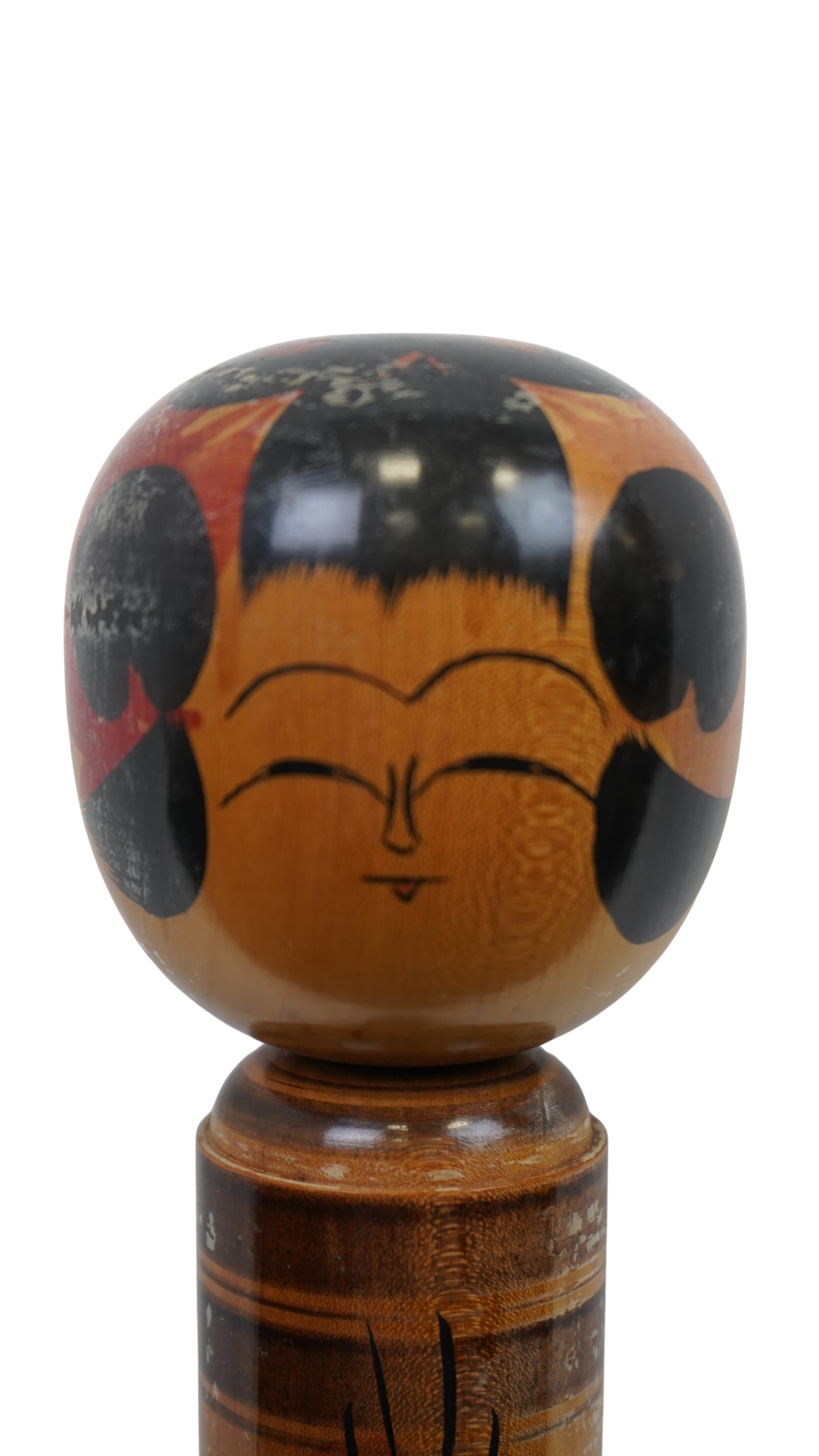 Japanische Kokeshi-Holzpuppe – kunstvoll bemalte Vintage-Figur mit floralen Motiven
