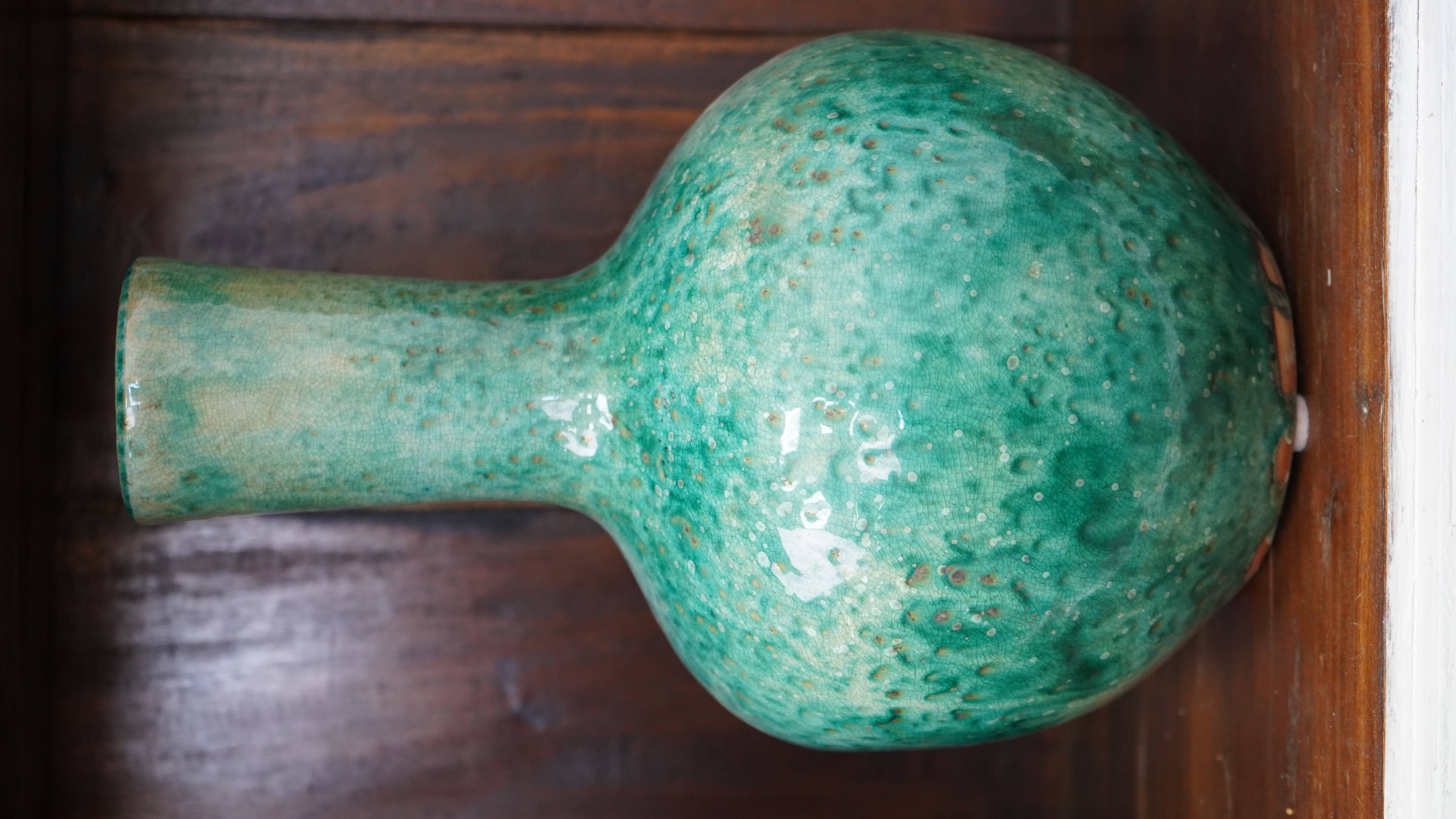 Porzellanvase rund - türkisblaue Glasur