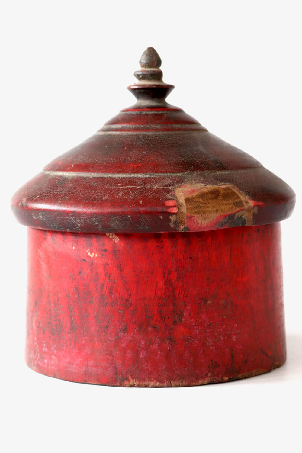 Rote Holzdose mit Deckel Indien, 18xø16