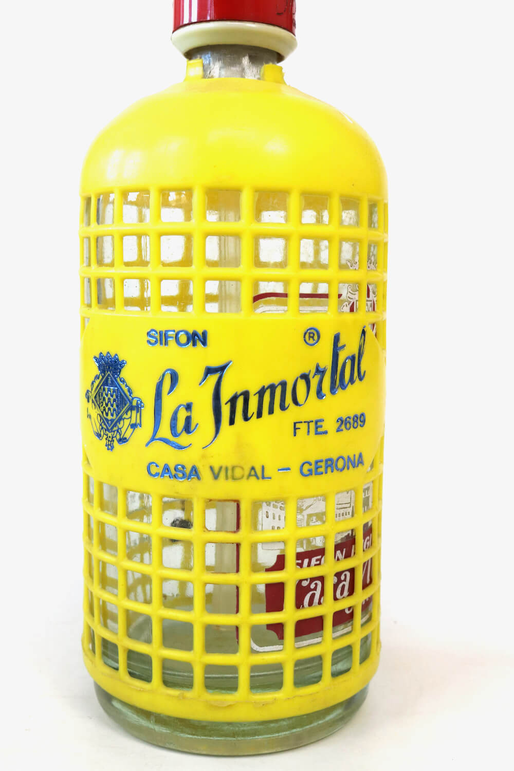 Vintage Sodaflasche Spanien gelb