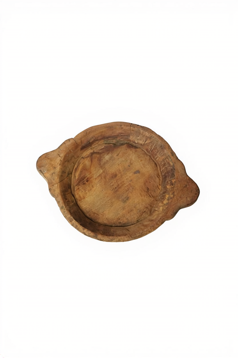 Alte Holzschale mit Griffen Indien Ø 44 cm 