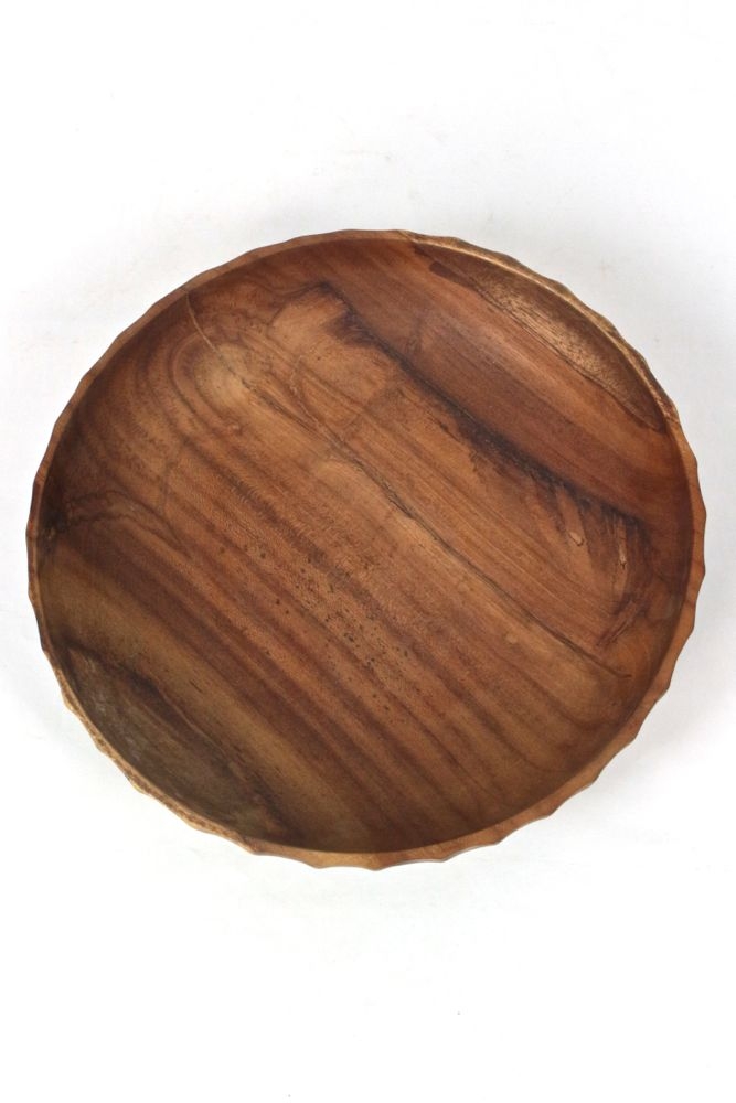 holzschale flach aus teakholz Holzschale Teakholz handgeschnitzt, ø30 cm