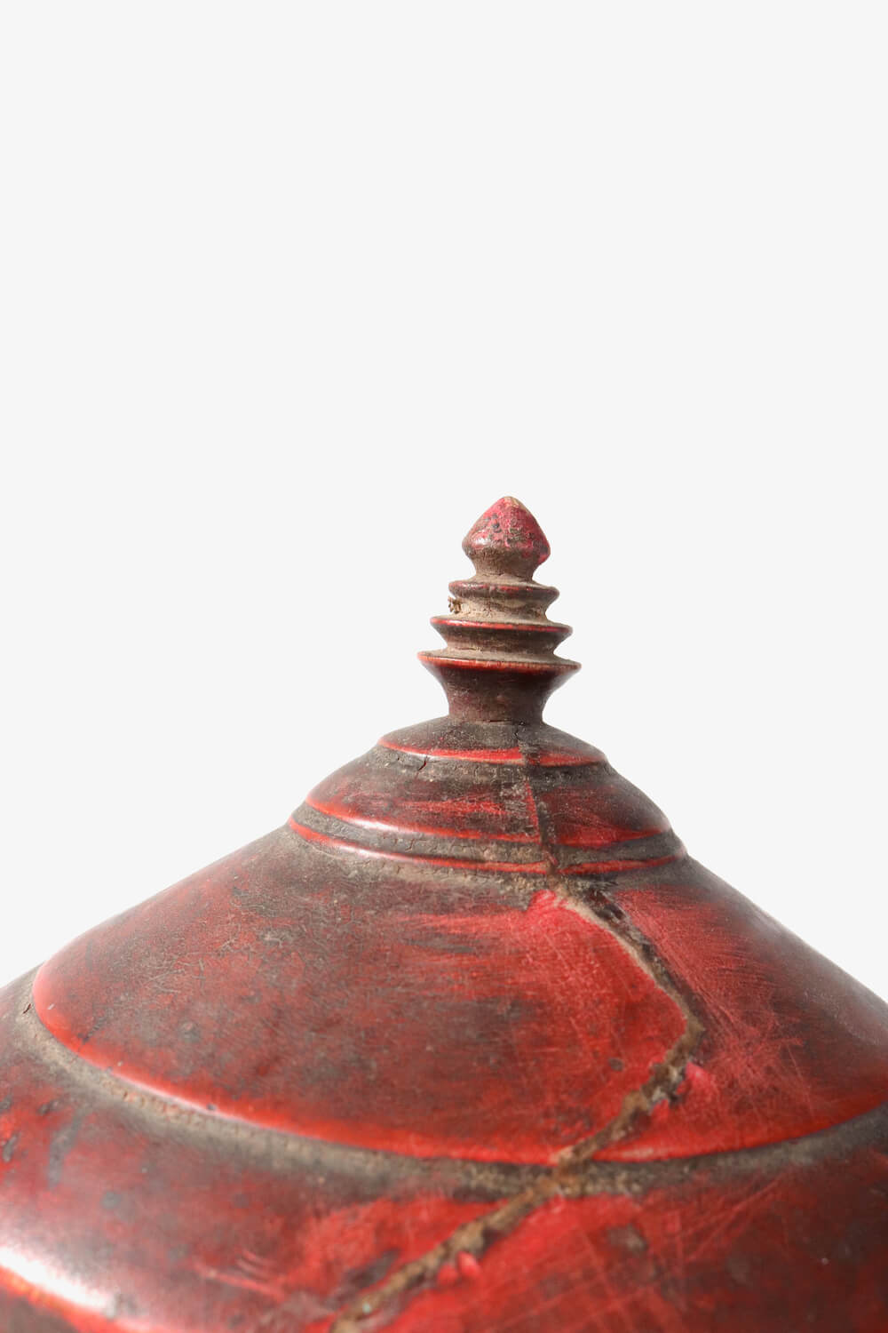 Rote Holzdose mit Deckel Indien, 22xø18