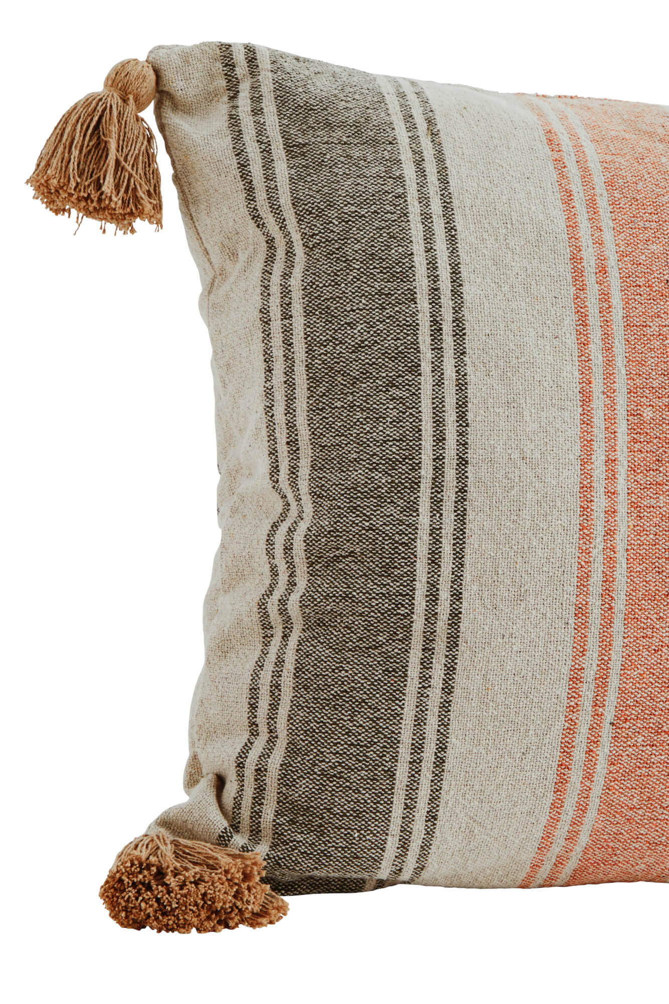 Baumwollkissen mit Streifen und Quasten, 60x60 Baumwollkissen mit Streifen und Quasten, 60x60