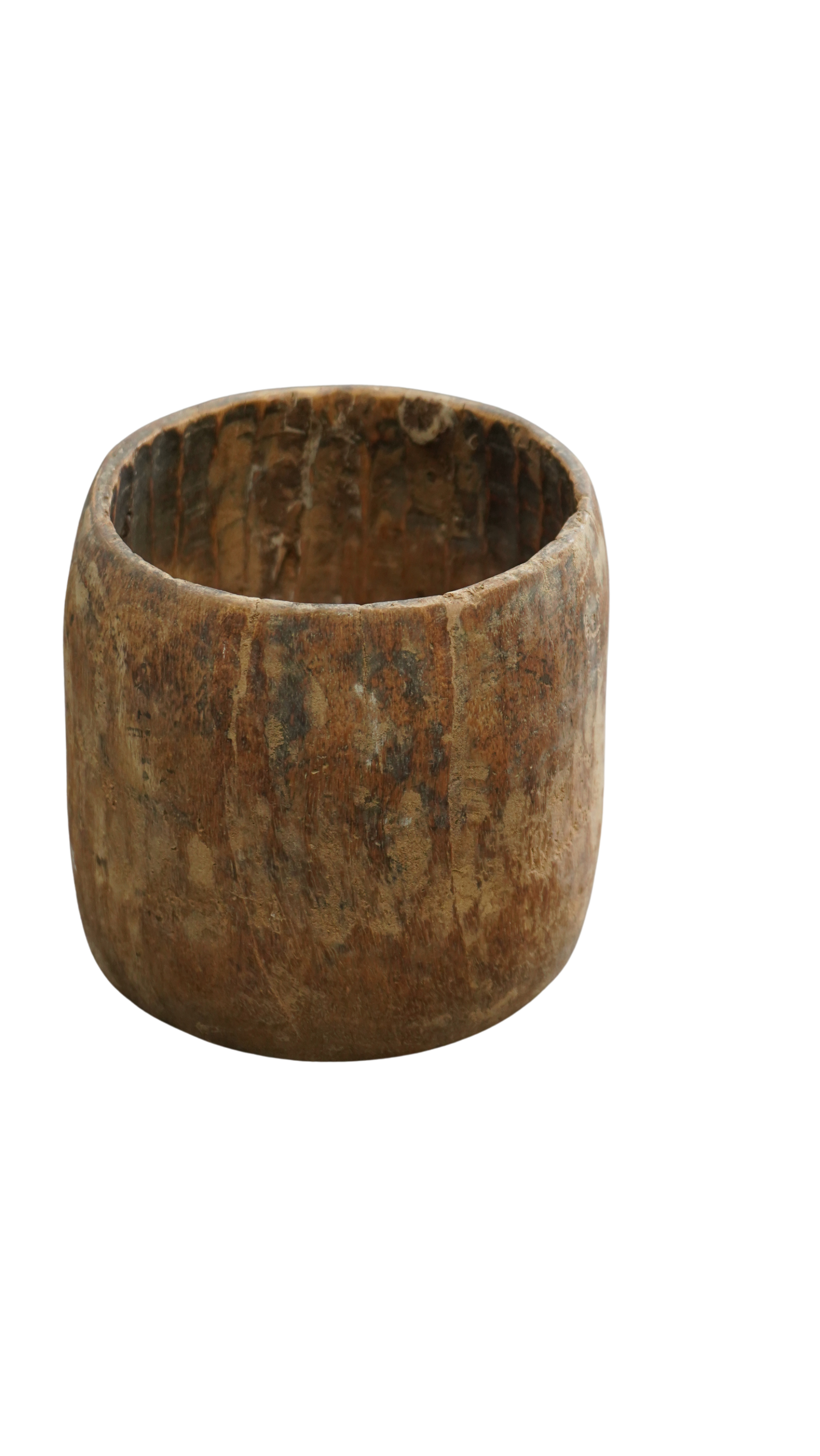 Holzvase mit weißen Farb-Details