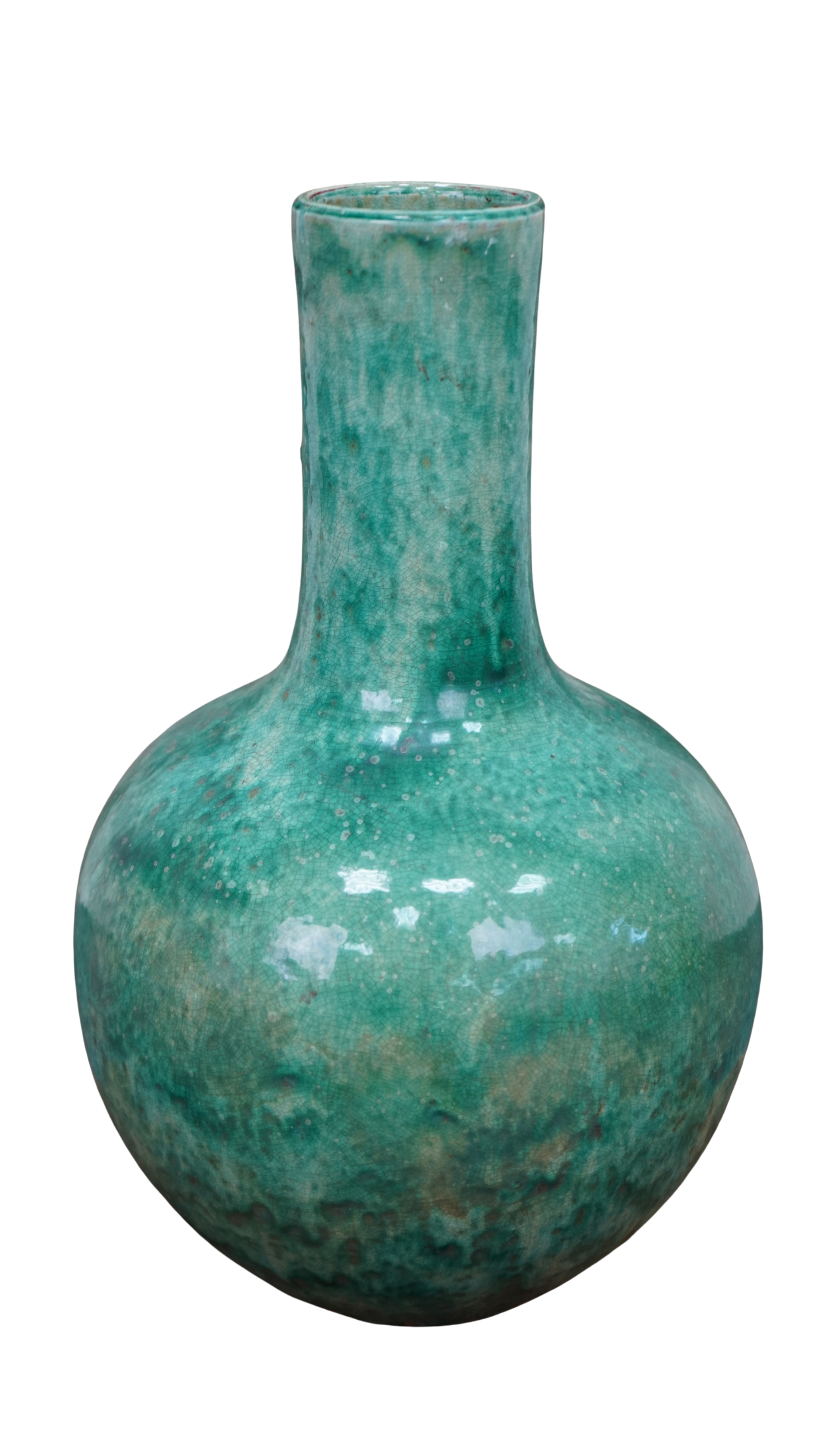 runde Porzellanvase mit Glasur türkisblau
