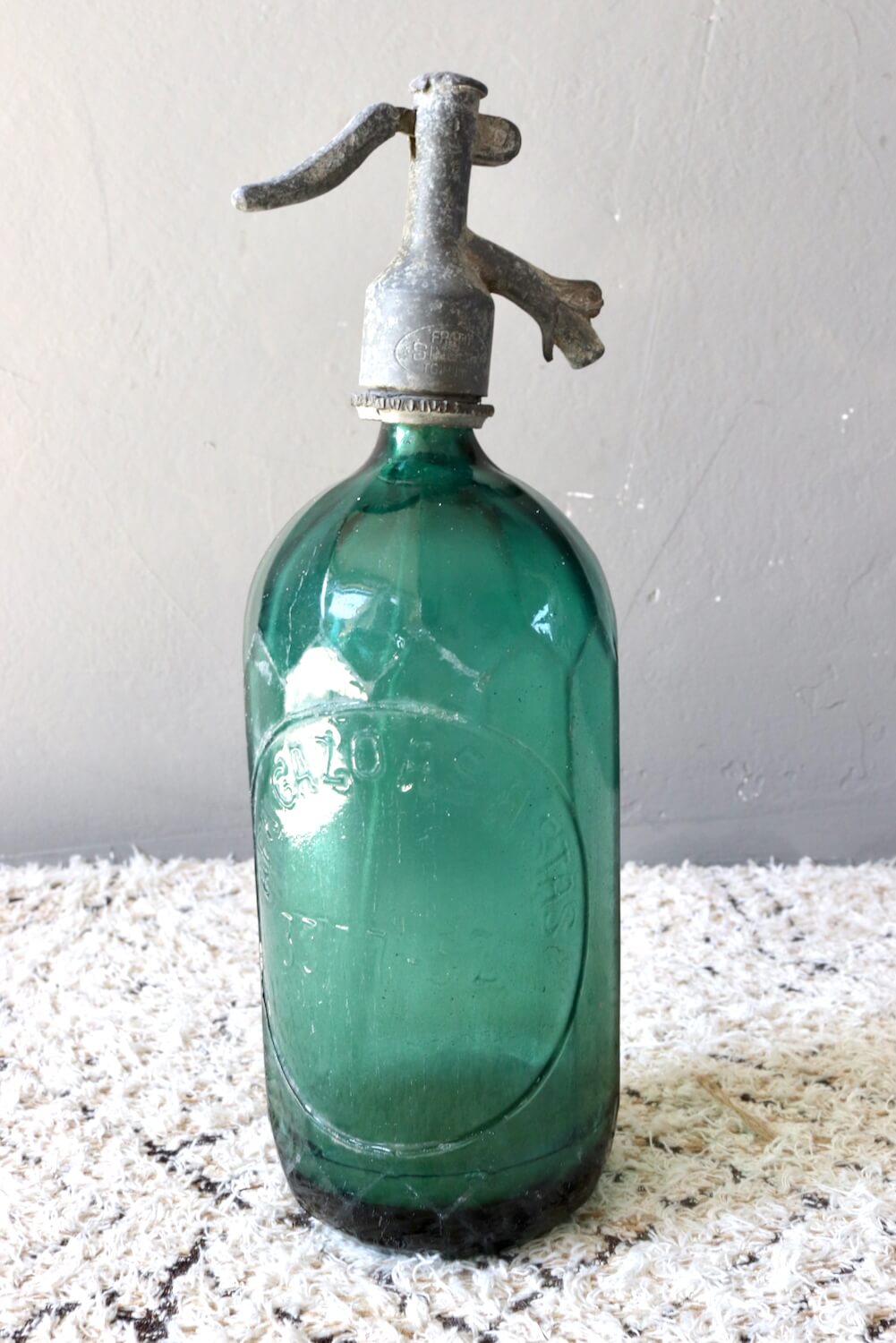 Antique seltzer bottle green