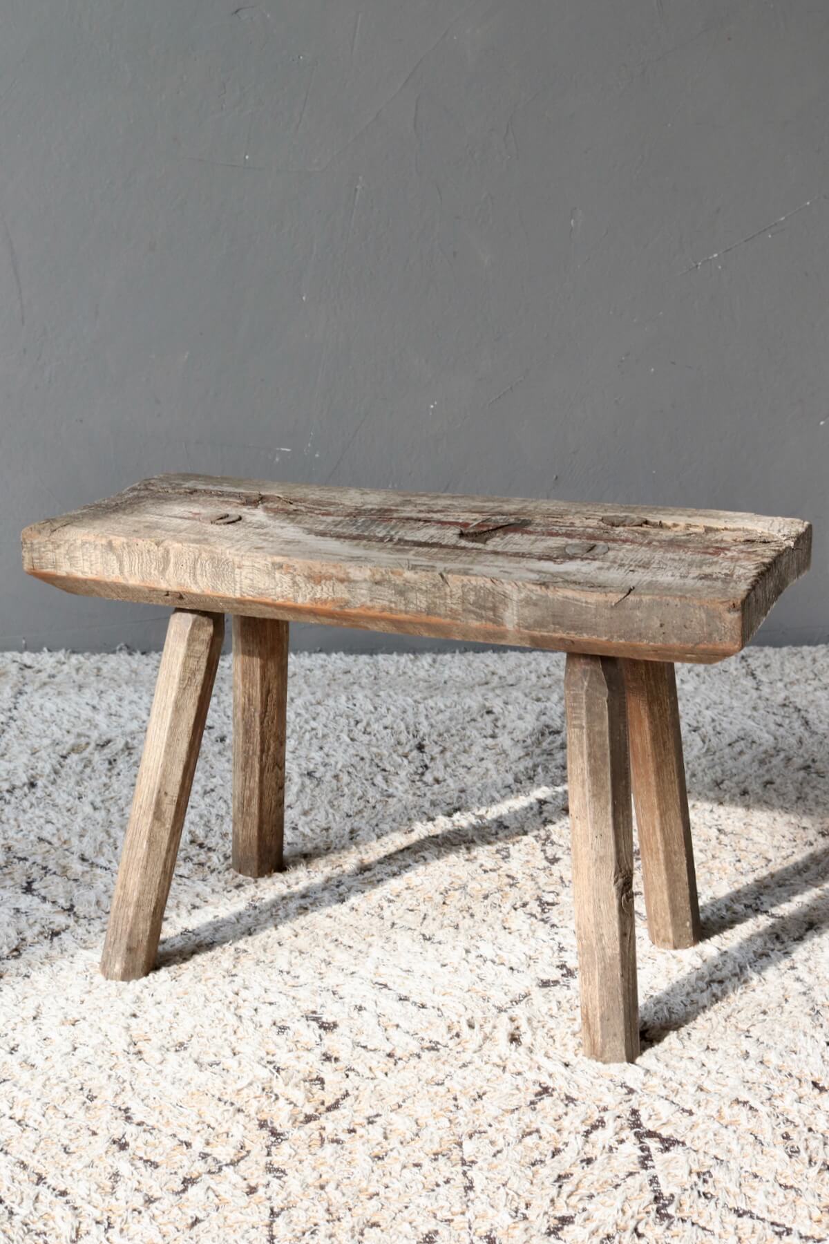 Antique rustic wooden stool 