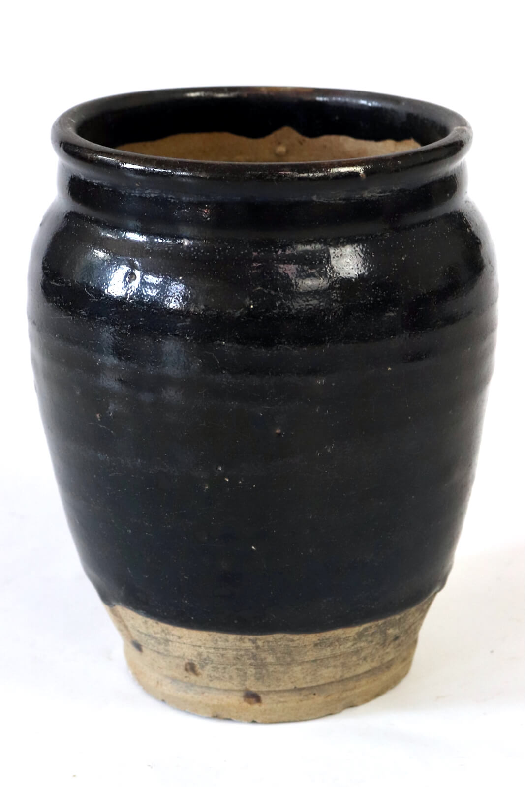 Antique black ceramic pot China, 19xø17