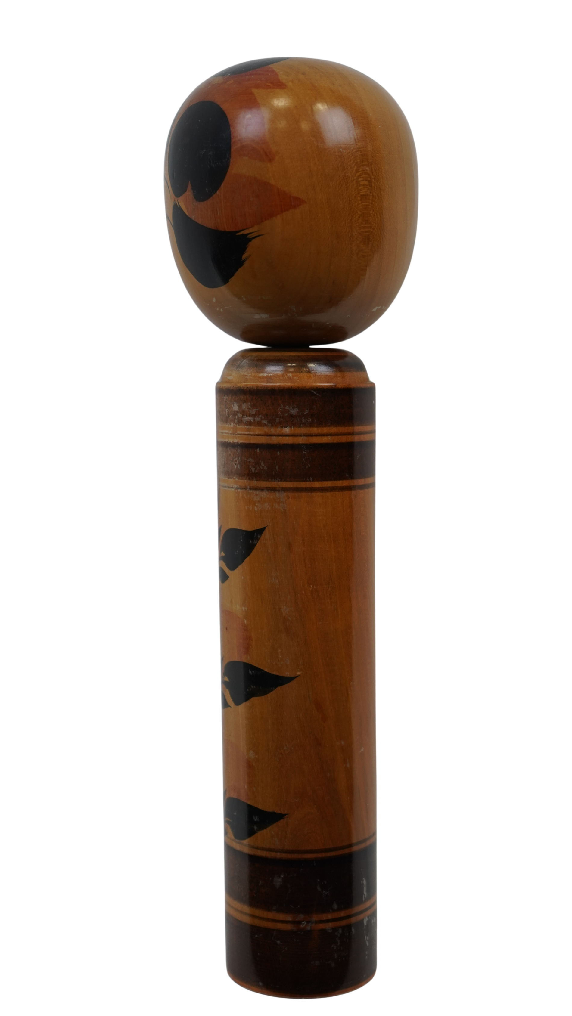 Japanische Kokeshi-Holzpuppe – kunstvoll bemalte Vintage-Figur mit floralen Motiven