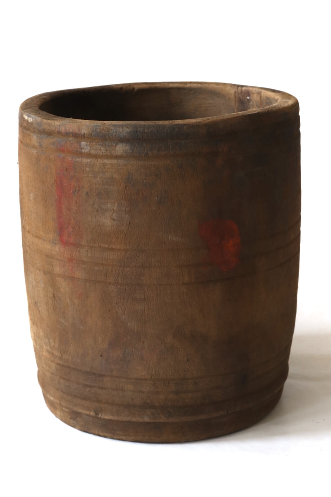 Großer Holztopf antik braun 