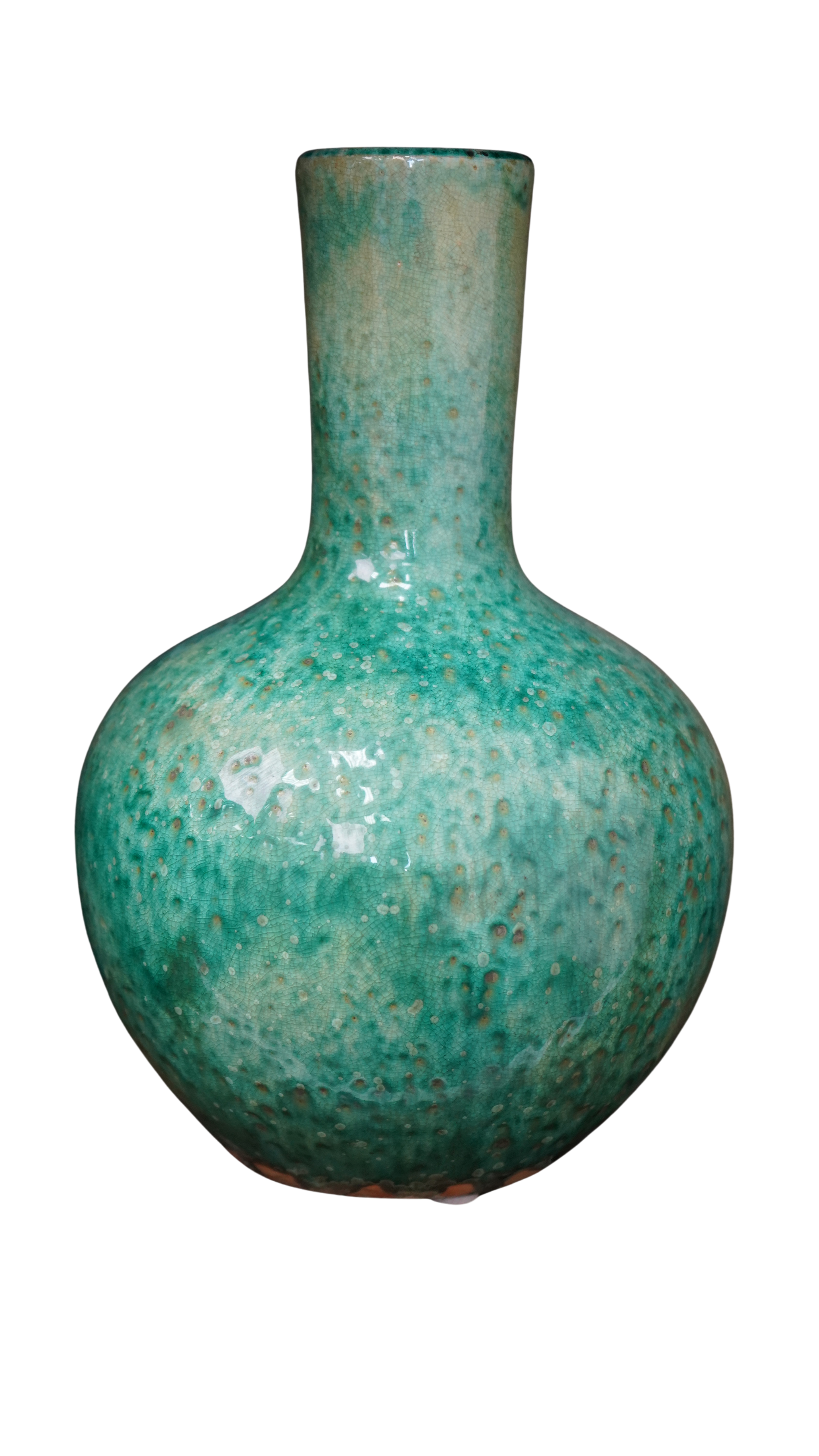Porzellanvase rund - türkisblaue Glasur